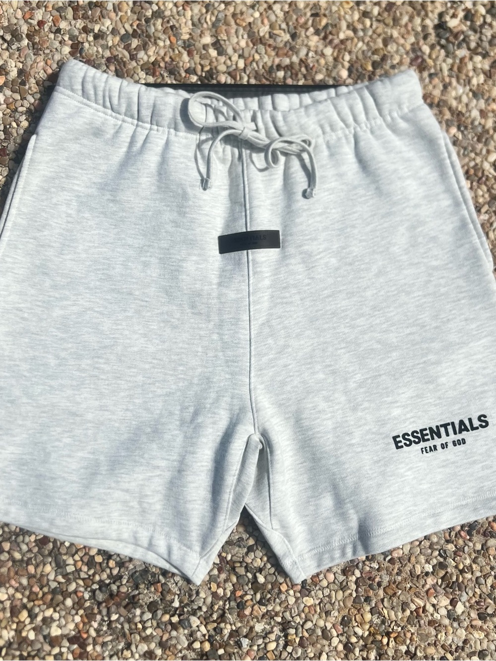 Essentials Light Gray Athletic Logo Shorts